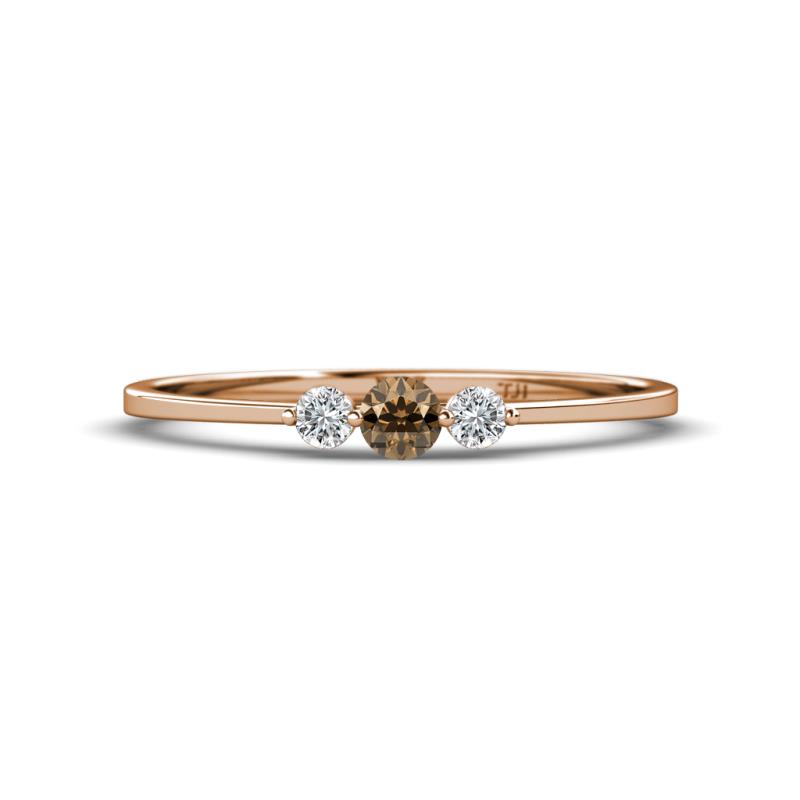 Shirley 3.50 mm Round Smoky Quartz and Lab Grown Diamond Three Stone Engagement Ring 