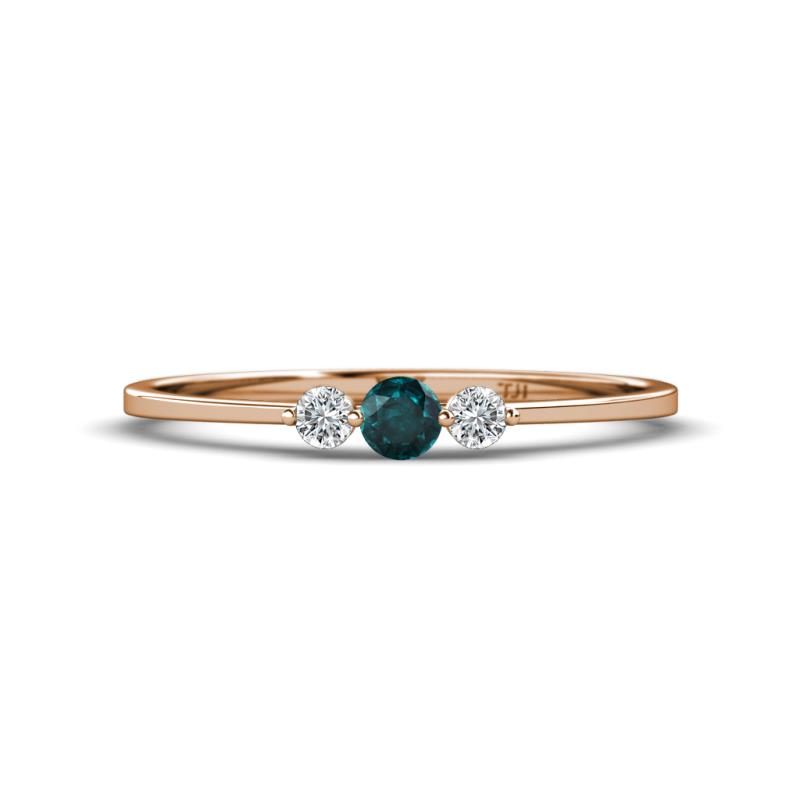 Shirley 3.50 mm Round London Blue Topaz and Lab Grown Diamond Three Stone Engagement Ring 