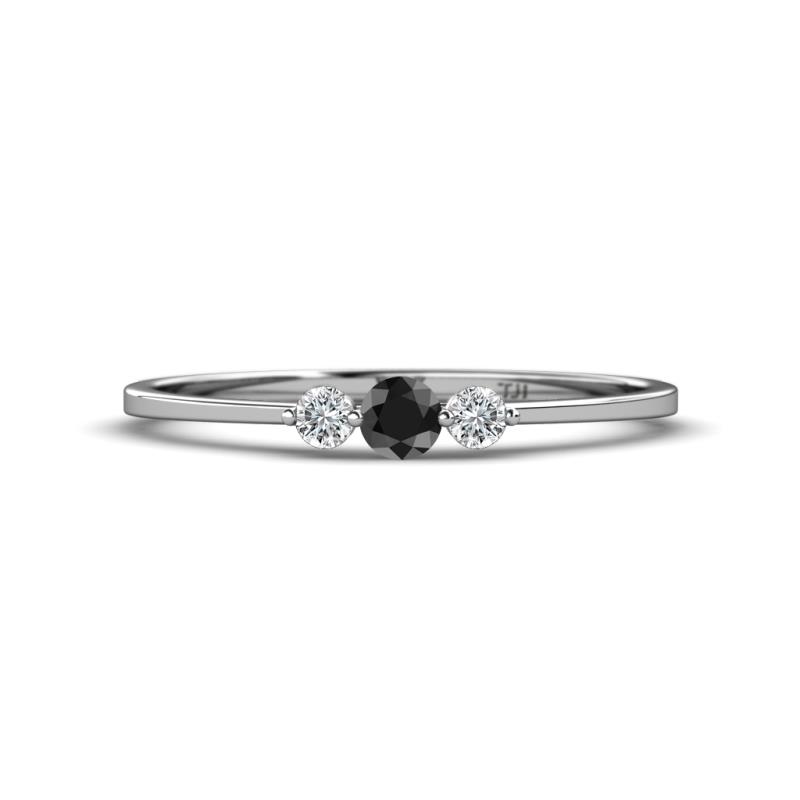 Shirley 3.50 mm Round Black Diamond and White Lab Grown Diamond Three Stone Engagement Ring 