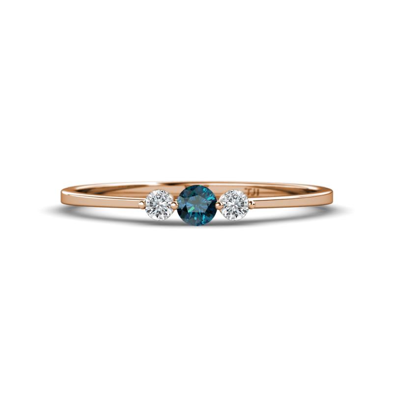 Shirley 3.50 mm Round Blue Diamond and White Lab Grown Diamond Three Stone Engagement Ring 