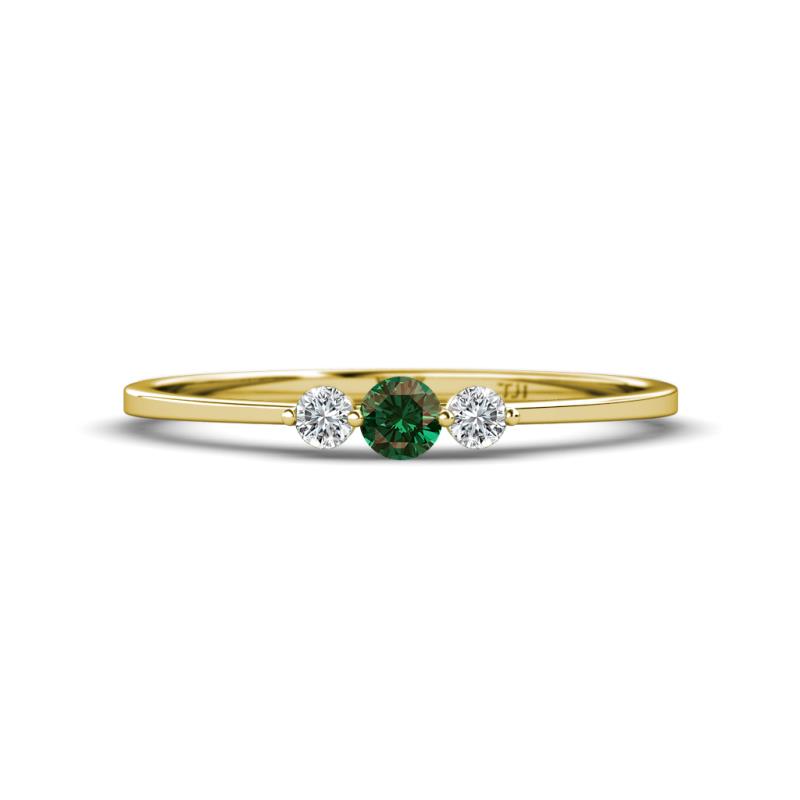 Shirley 3.50 mm Round Created Alexandrite and Lab Grown Diamond Three Stone Engagement Ring 
