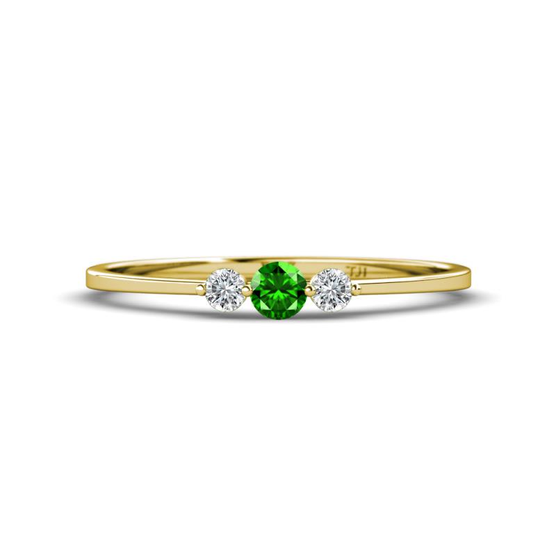 Shirley 3.50 mm Round Green Garnet and Lab Grown Diamond Three Stone Engagement Ring 