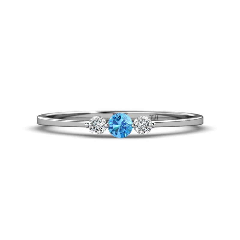 Shirley 3.50 mm Round Blue Topaz and Lab Grown Diamond Three Stone Engagement Ring 