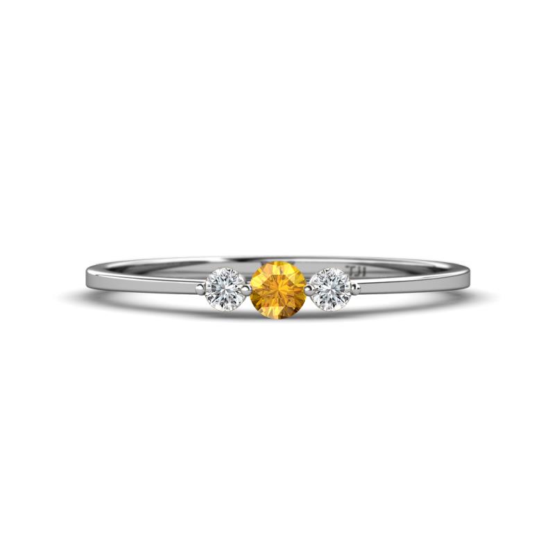 Shirley 3.50 mm Round Citrine and Lab Grown Diamond Three Stone Engagement Ring 