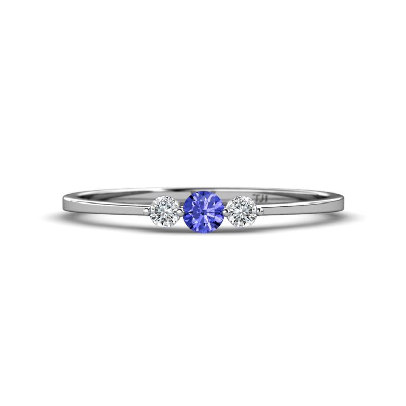 Shirley 3.50 mm Round Tanzanite and Lab Grown Diamond Three Stone Engagement Ring 