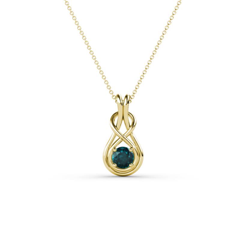 Amanda 3.00 mm Round London Blue Topaz Solitaire Infinity Love Knot Pendant Necklace 