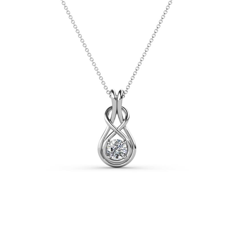 Amanda 3.00 mm Round Lab Grown Diamond Solitaire Infinity Love Knot Pendant Necklace 