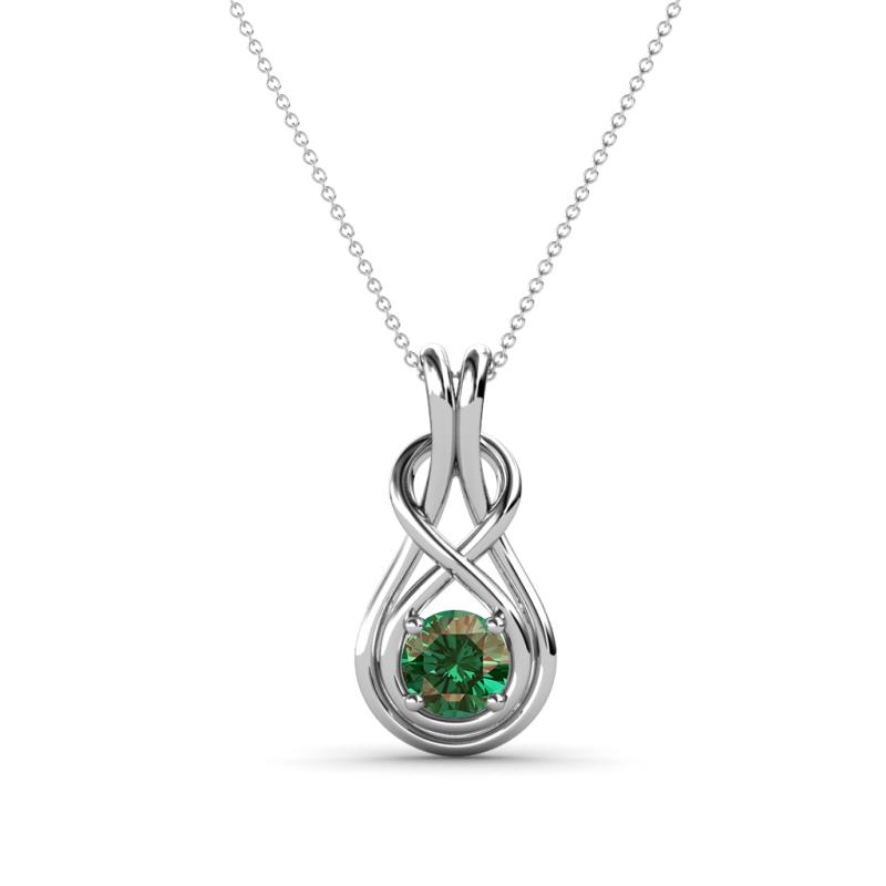 Amanda 4.00 mm Round Lab Created Alexandrite Solitaire Infinity Love Knot Pendant Necklace 