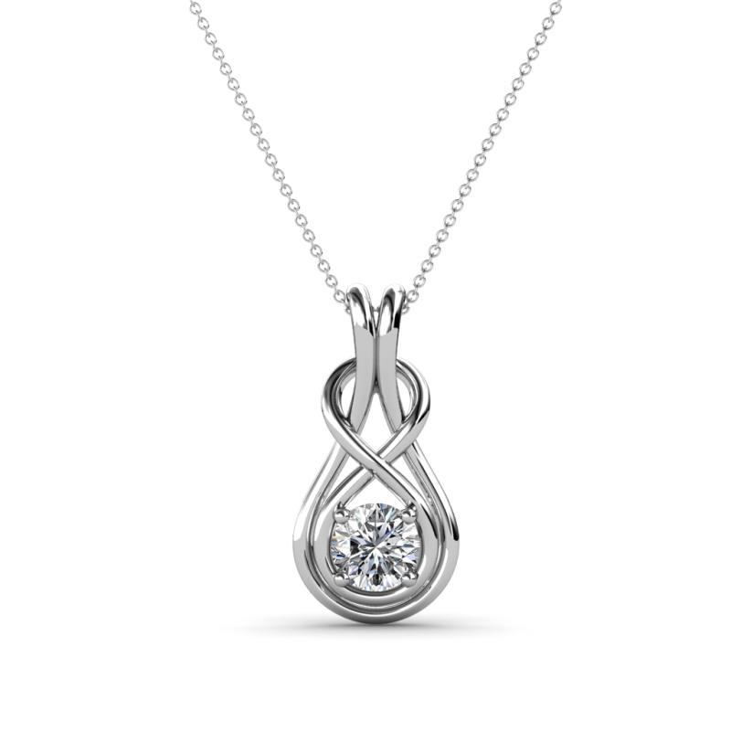 Amanda 4.00 mm Round Forever Brilliant Moissanite Solitaire Infinity Love Knot Pendant Necklace 