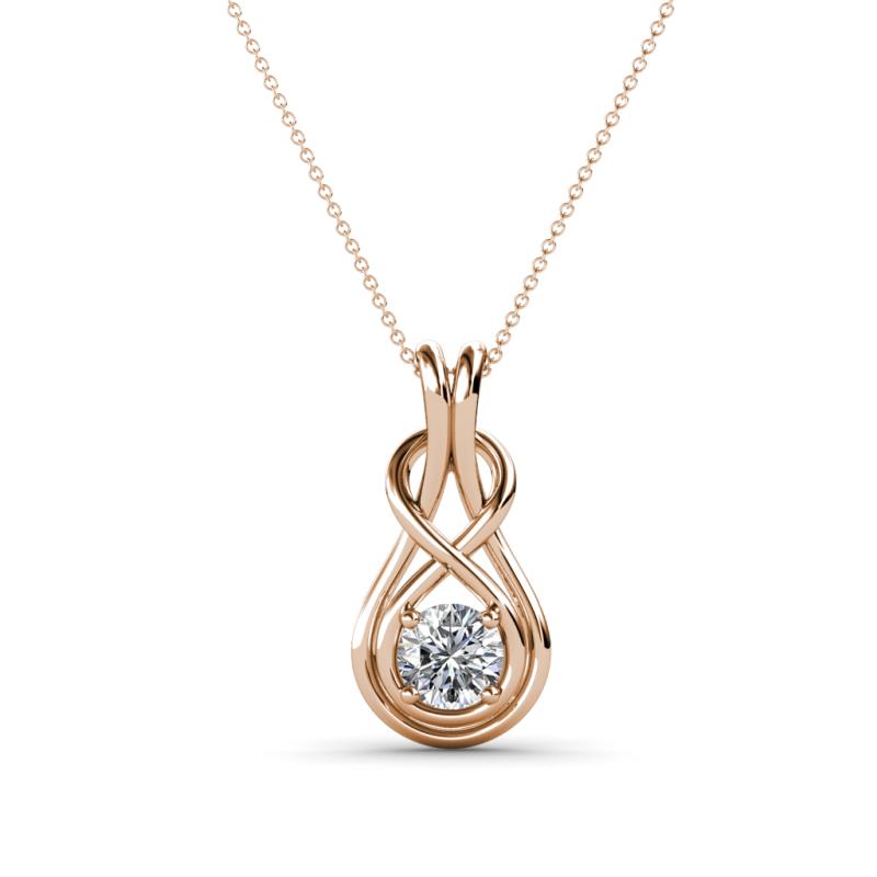 Amanda 4.00 mm Round Lab Grown Diamond Solitaire Infinity Love Knot Pendant Necklace 