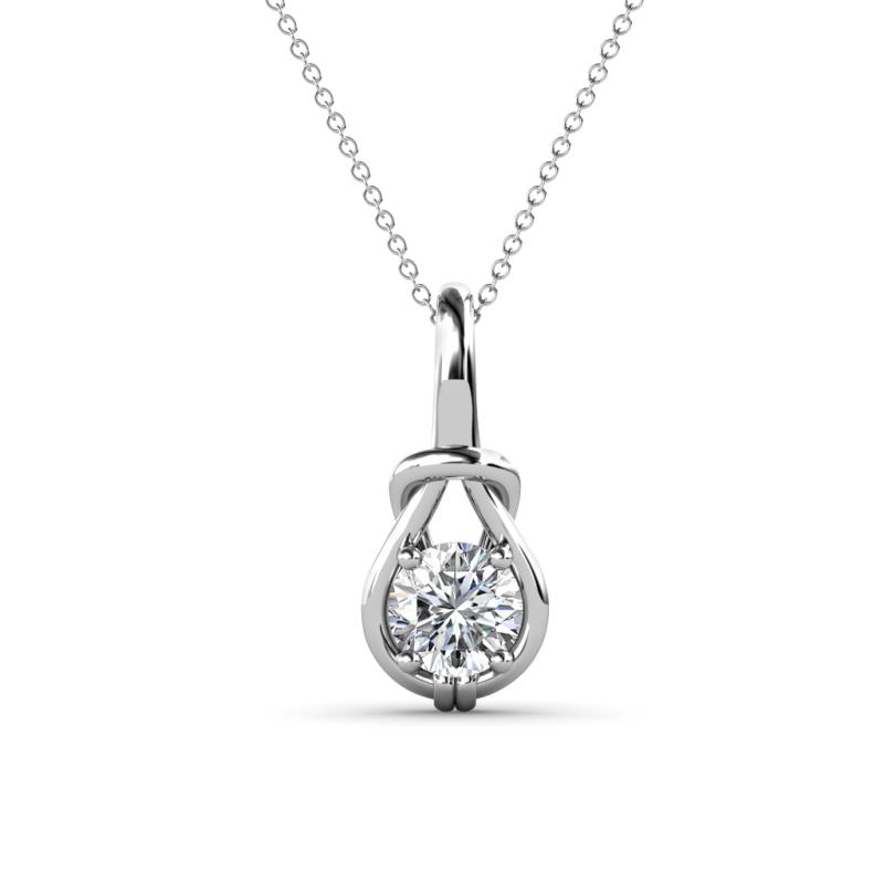 Caron 5.00 mm Round Lab Grown Diamond Solitaire Love Knot Pendant Necklace 