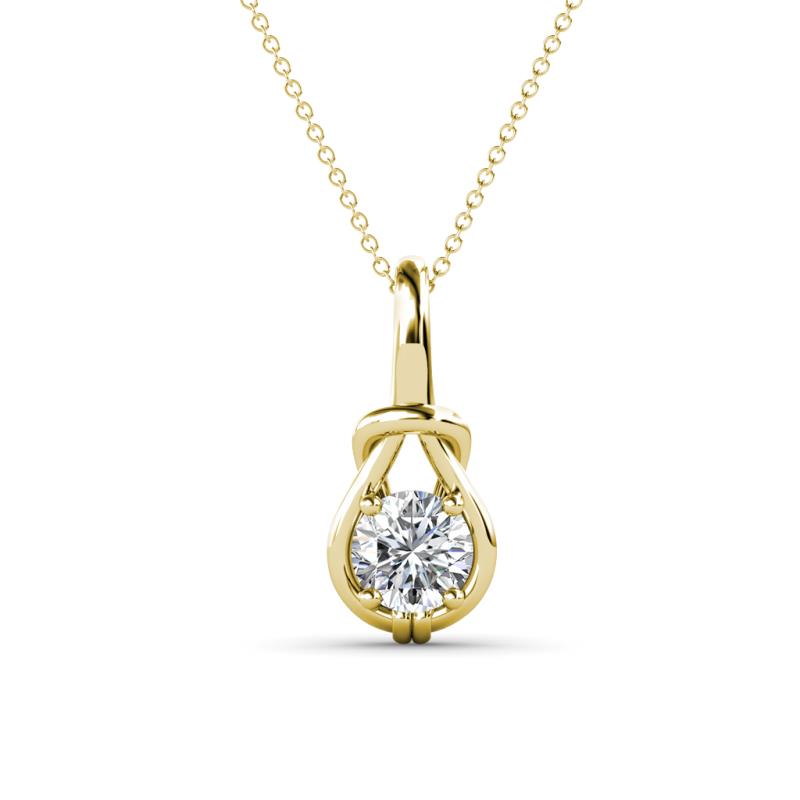 Caron 5.00 mm Round Lab Grown Diamond Solitaire Love Knot Pendant Necklace 