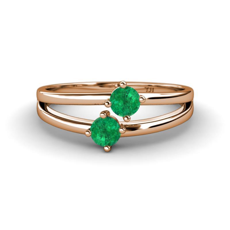 Ria 0.50 ctw (4.00 mm) Round Emerald Split Shank 2 Stone Engagement Ring 