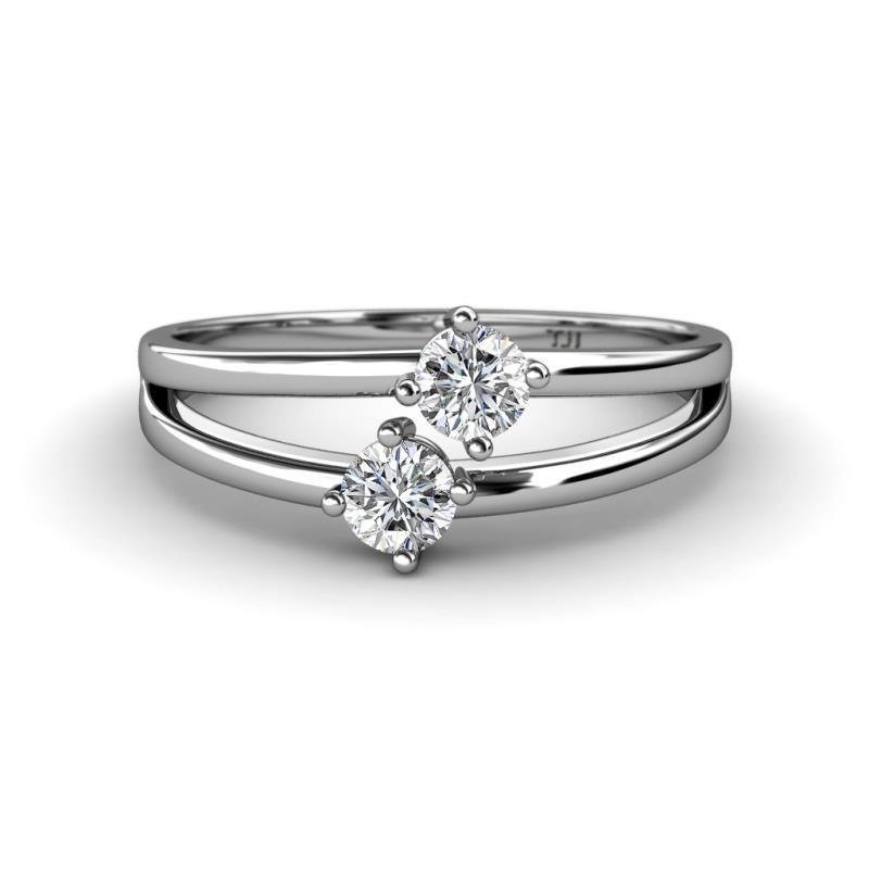Ria 0.50 ctw (4.00 mm) Round Natural Diamond Split Shank 2 Stone Engagement Ring 