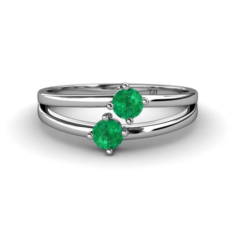 Ria 0.50 ctw (4.00 mm) Round Emerald Split Shank 2 Stone Engagement Ring 