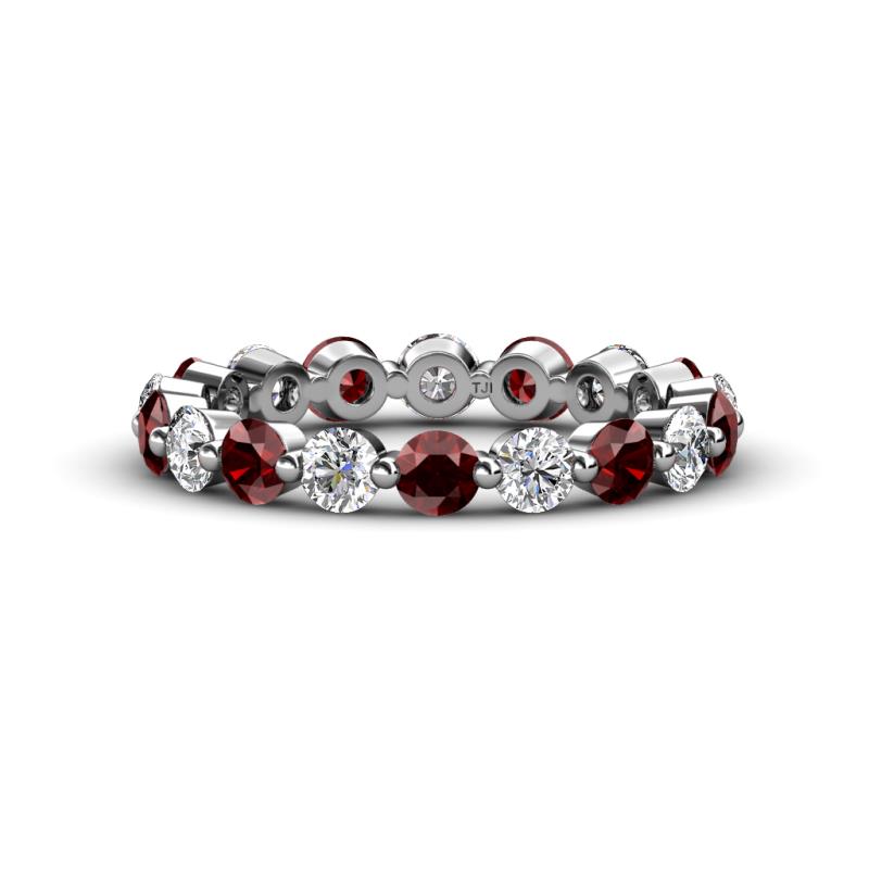 Valerie 3.50 mm Red Garnet and Lab Grown Diamond Eternity Band 