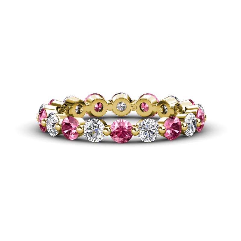 Valerie 3.50 mm Pink Tourmaline and Forever Brilliant Moissanite Eternity Band 