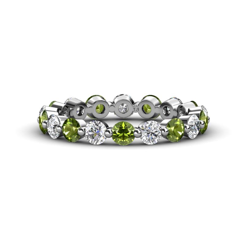 Valerie 3.50 mm Peridot and Forever One Moissanite Eternity Band 