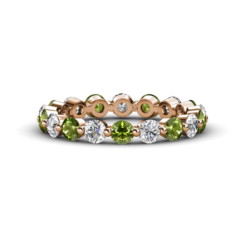 Valerie 3.50 mm Peridot and Forever One Moissanite Eternity Band 