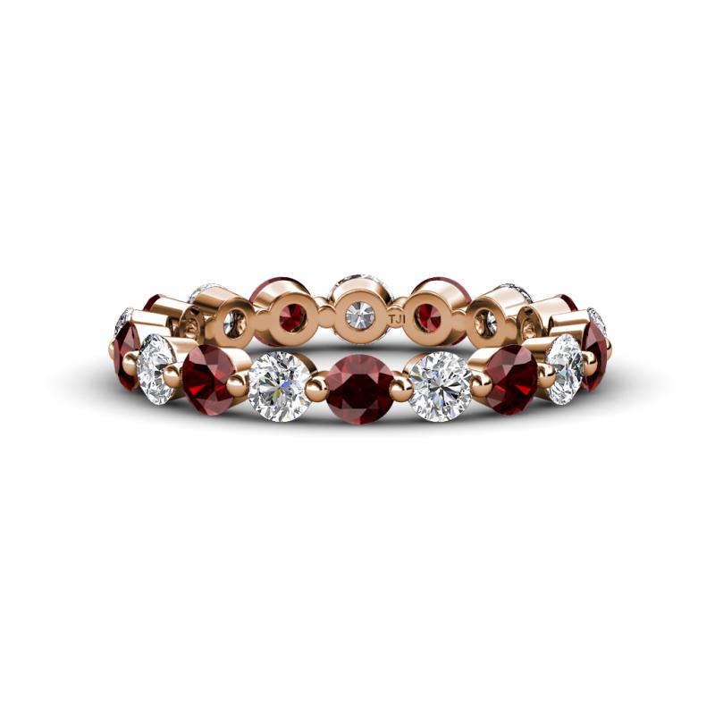 Valerie 3.50 mm Red Garnet and Forever One Moissanite Eternity Band 