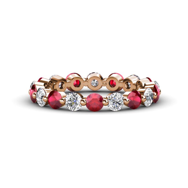 Valerie 3.50 mm Ruby and Forever One Moissanite Eternity Band 