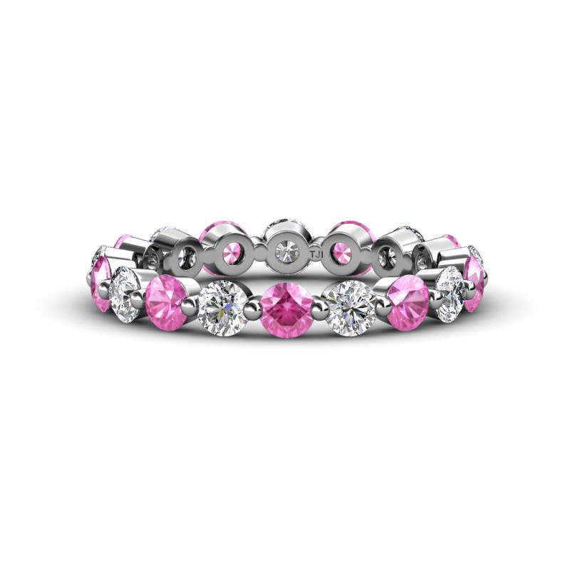 Valerie 3.50 mm Pink Sapphire and Forever One Moissanite Eternity Band 