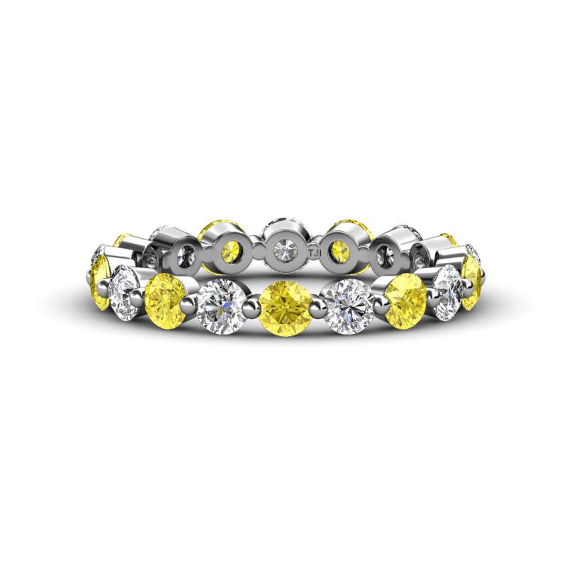 Valerie 3.50 mm Yellow Sapphire and Forever One Moissanite Eternity Band 