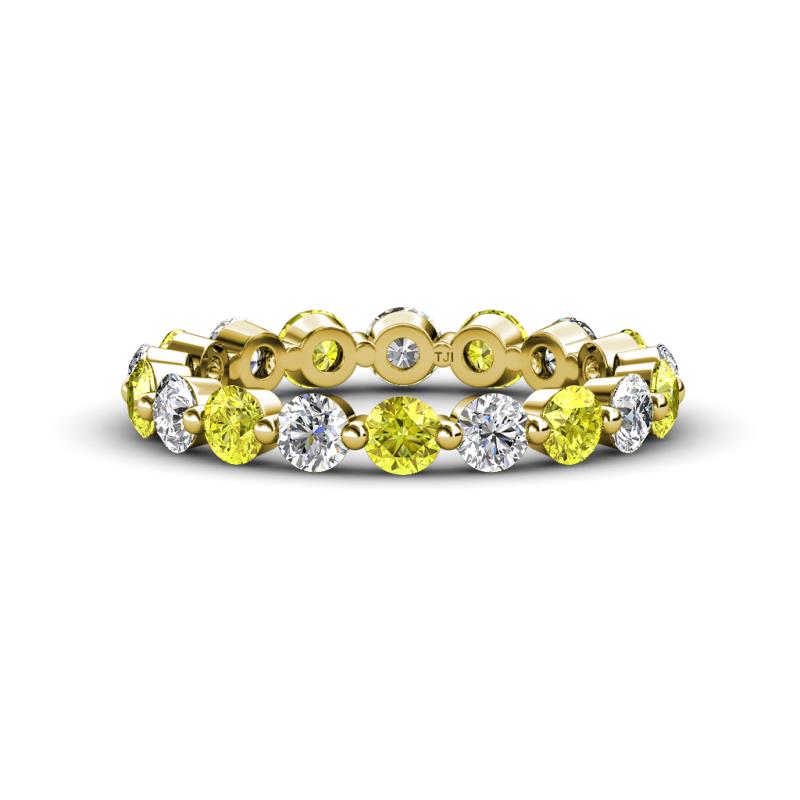 Valerie 3.50 mm Yellow Diamond and Forever One Moissanite Eternity Band 