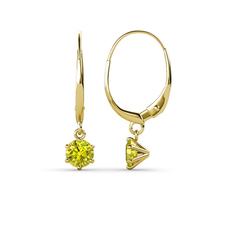 Calla Yellow Diamond (4mm) Solitaire Dangling Earrings 