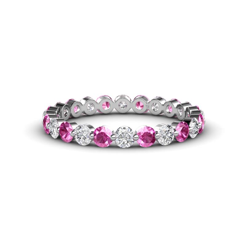 Valerie 3.00 mm Pink Sapphire and Forever One Moissanite Eternity Band 