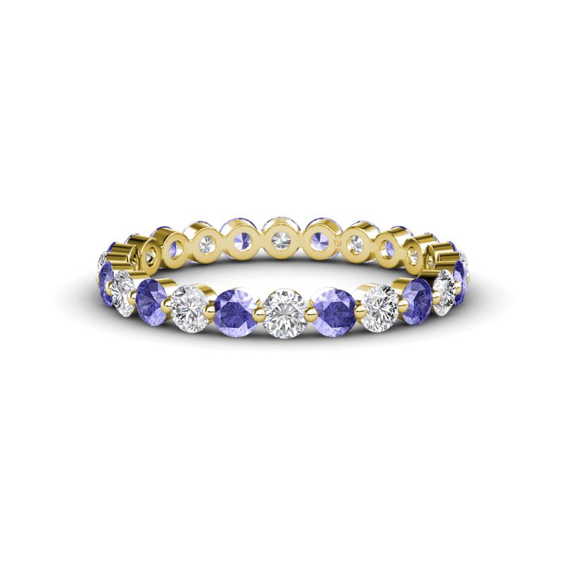 Valerie 3.00 mm Tanzanite and Forever One Moissanite Eternity Band 