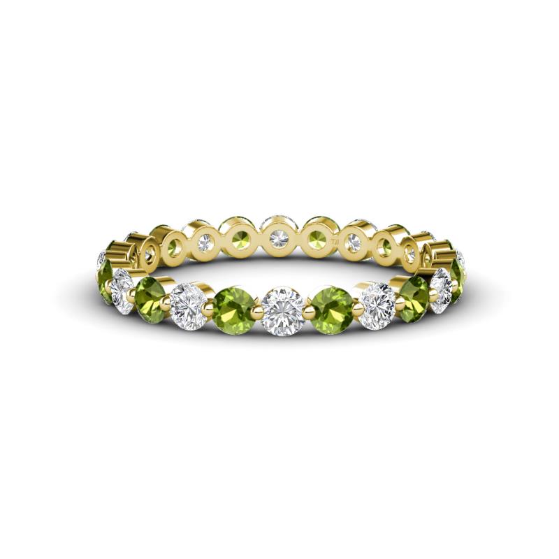 Valerie 3.00 mm Peridot and Forever One Moissanite Eternity Band 