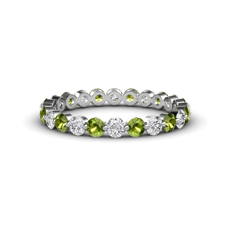 Valerie 3.00 mm Peridot and Forever One Moissanite Eternity Band 