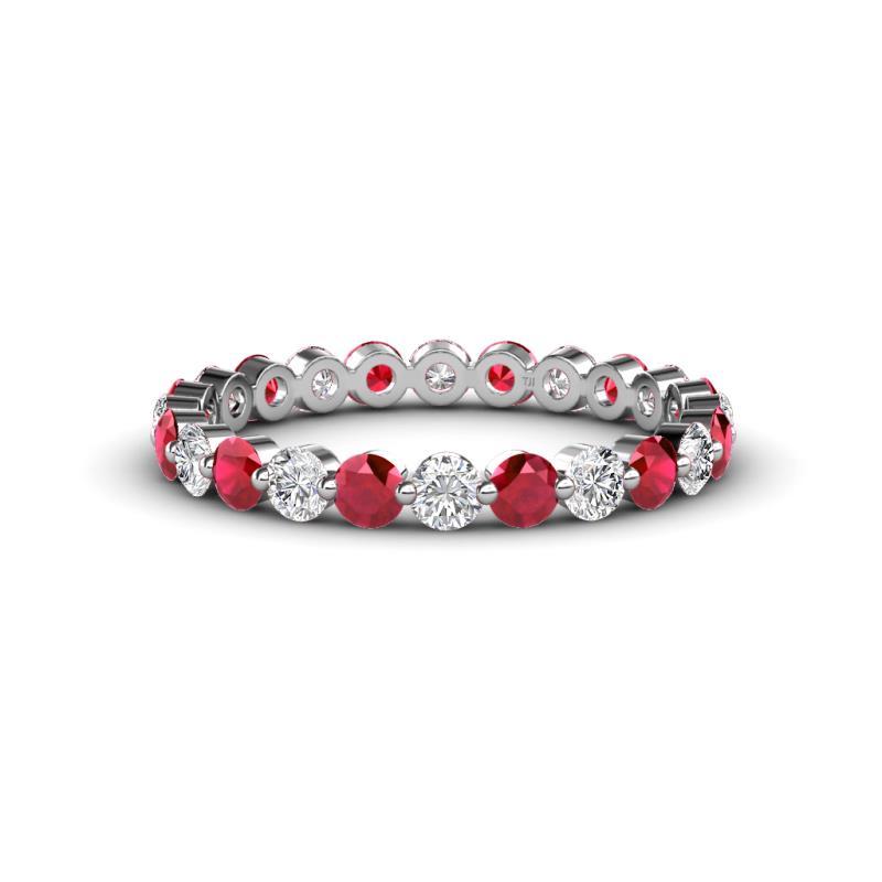 Valerie 3.00 mm Ruby and Forever One Moissanite Eternity Band 