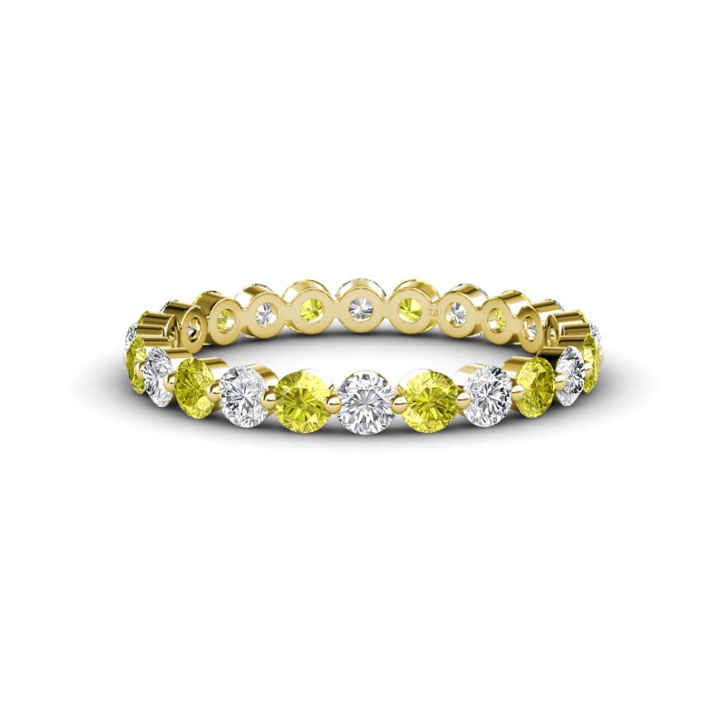 Valerie 3.00 mm Yellow Diamond and Forever One Moissanite Eternity Band 