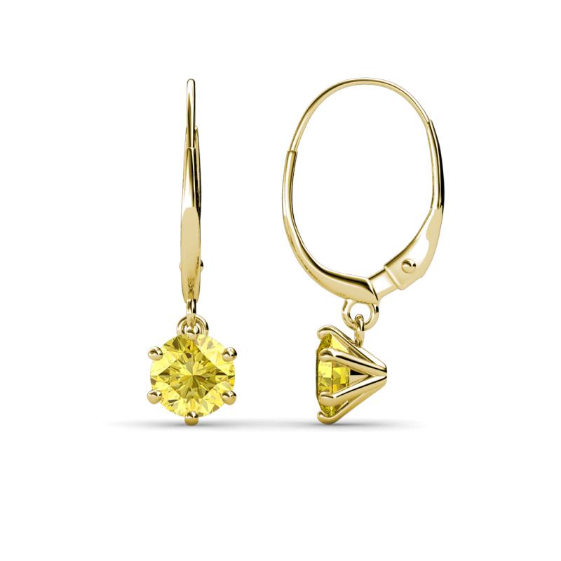 Calla Lab Created Yellow Sapphire (5mm) Solitaire Dangling Earrings 