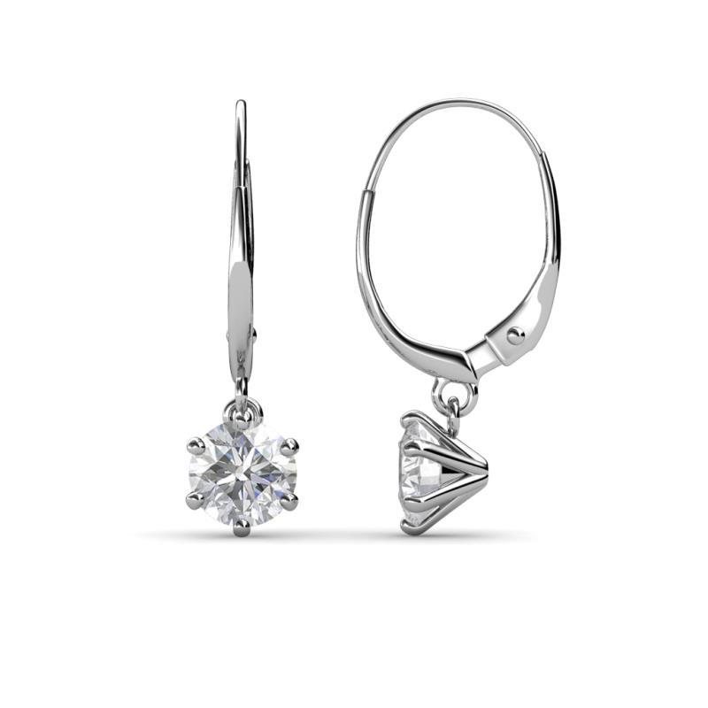 Calla White Sapphire (5mm) Solitaire Dangling Earrings 