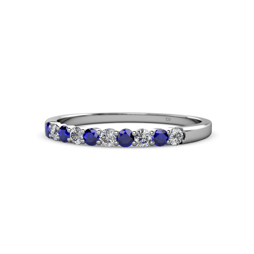 Clara 2.40 mm Blue Sapphire and Diamond 10 Stone Wedding Band 