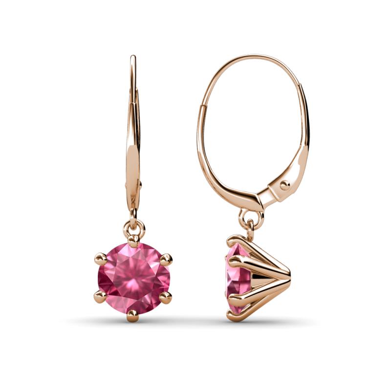 Calla Pink Tourmaline (6.5mm) Solitaire Dangling Earrings 