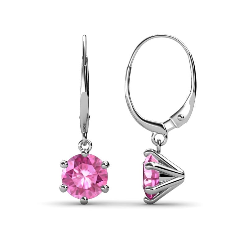 Calla Pink Sapphire (6mm) Solitaire Dangling Earrings 