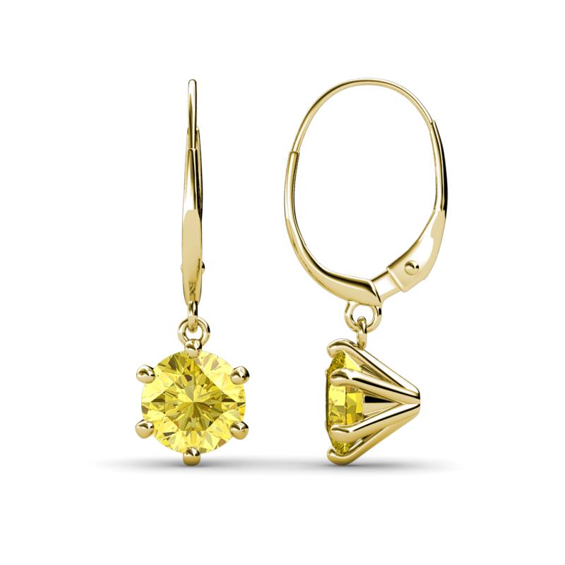 Calla Yellow Sapphire (6mm) Solitaire Dangling Earrings 