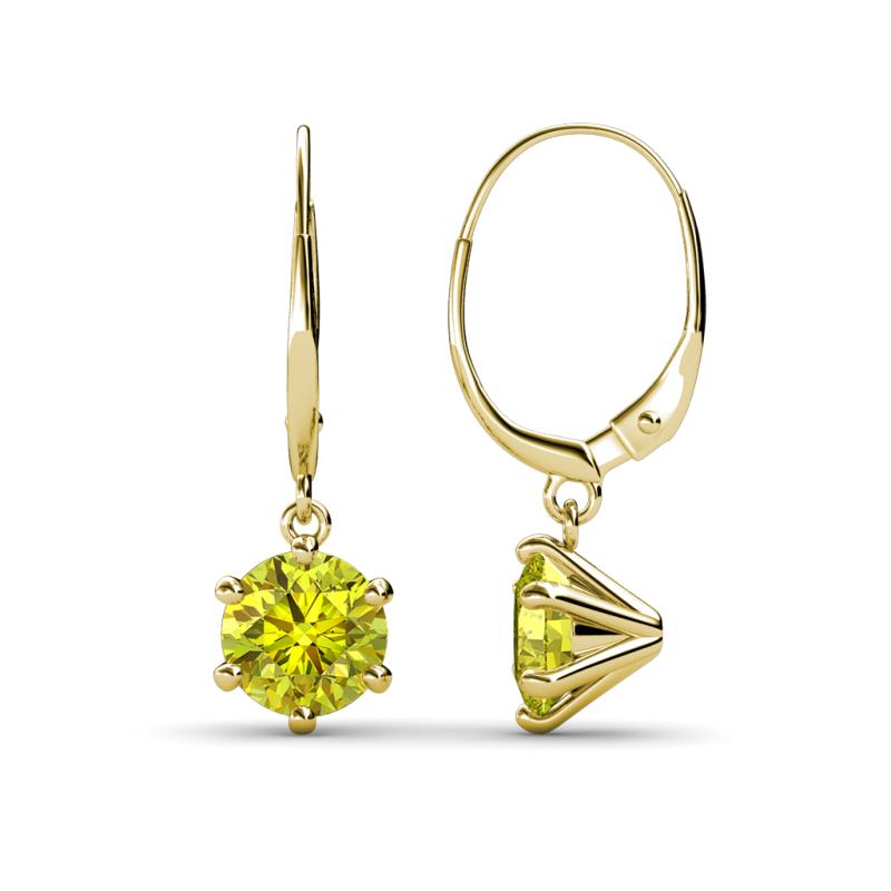 Calla Yellow Diamond (6.5mm) Solitaire Dangling Earrings 