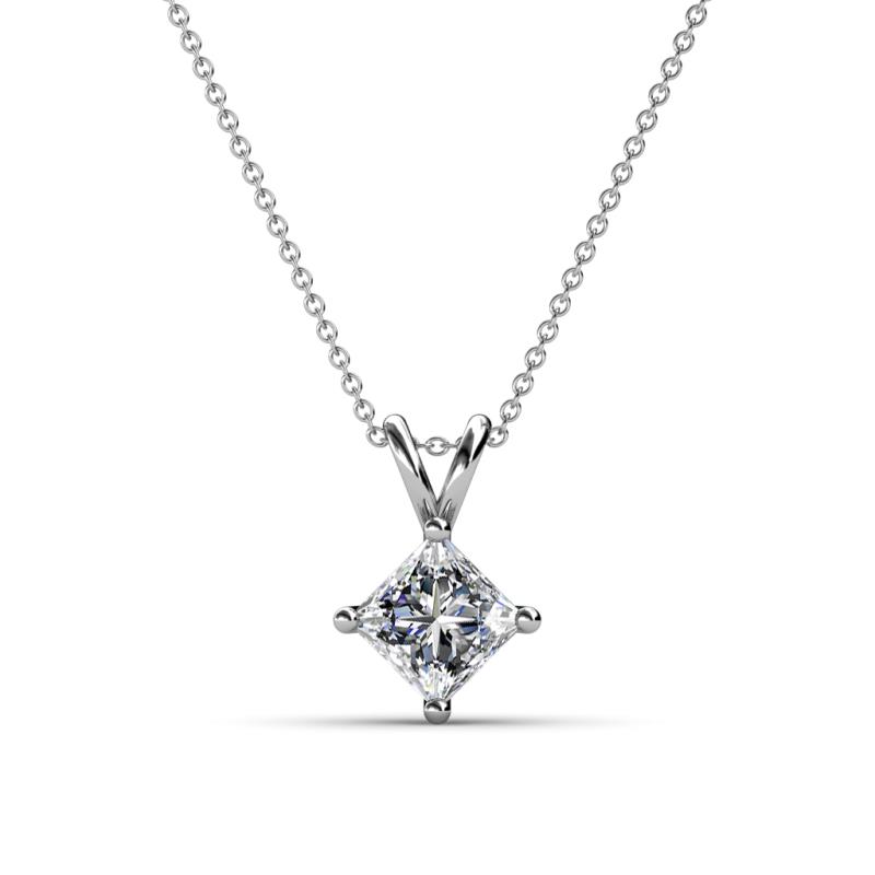 Jassiel 6.00 mm Princess Cut Forever Brilliant Moissanite Double Bail Solitaire Pendant Necklace 