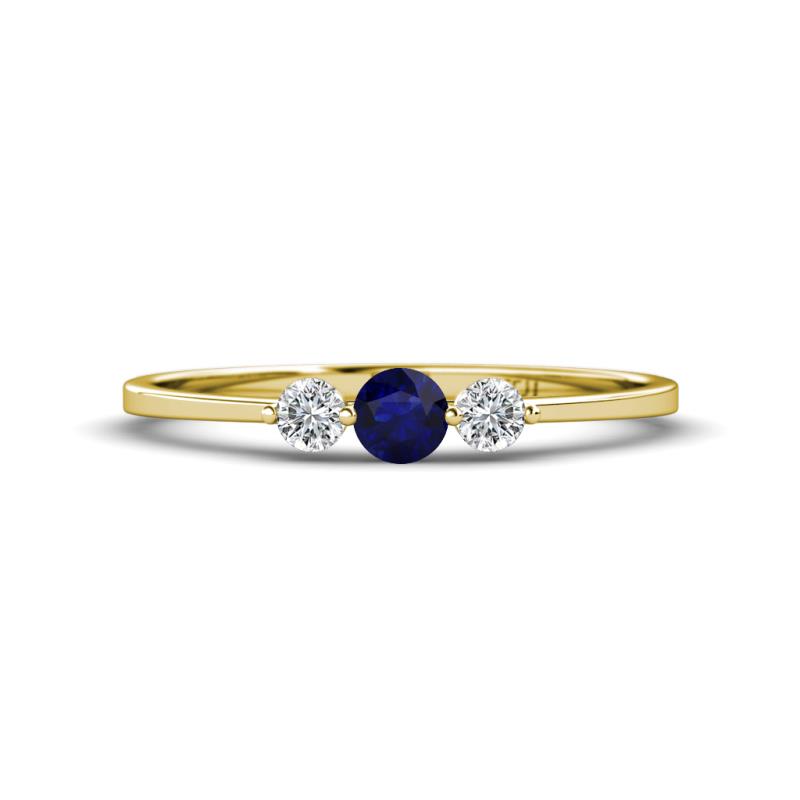 Shirley 4.00 mm Round Blue Sapphire and Lab Grown Diamond Three Stone Engagement Ring 