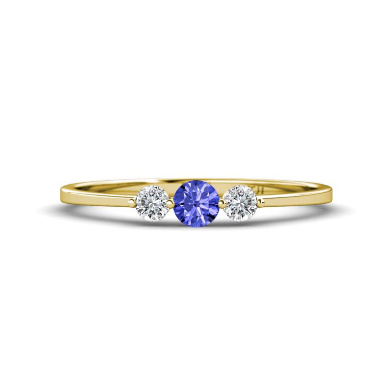 Shirley 4.00 mm Round Tanzanite and Lab Grown Diamond Three Stone Engagement Ring 