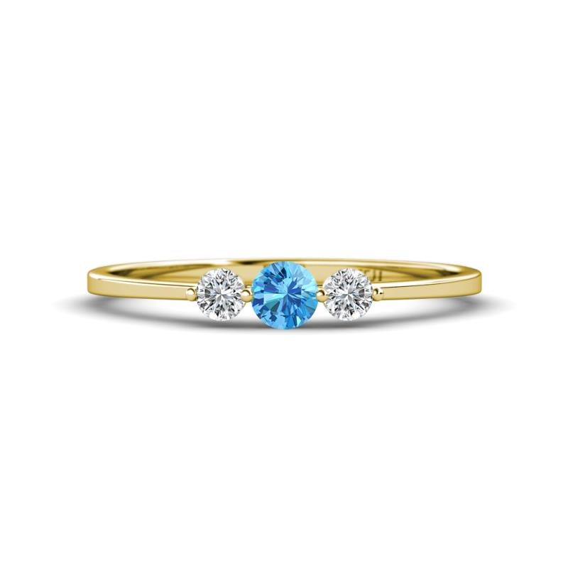 Shirley 4.00 mm Round Blue Topaz and Lab Grown Diamond Three Stone Engagement Ring 