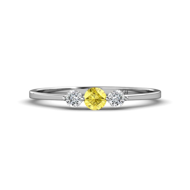 Shirley 4.00 mm Round Yellow Sapphire and Lab Grown Diamond Three Stone Engagement Ring 