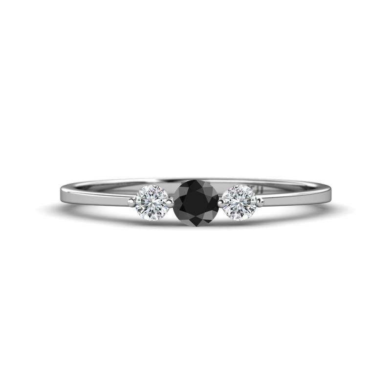 Shirley 4.00 mm Round Black Diamond and Lab Grown Diamond Three Stone Engagement Ring 
