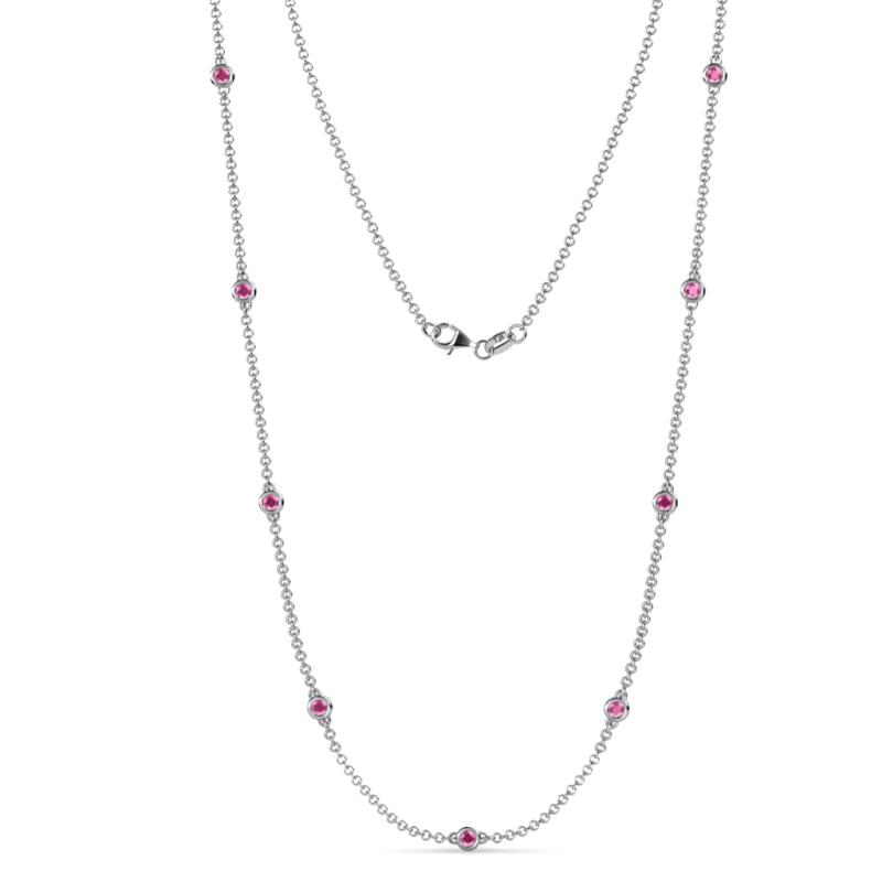 Adia (9 Stn/3mm) Pink Sapphire on Cable Necklace 