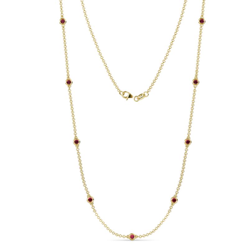 Adia (9 Stn/3mm) Ruby on Cable Necklace 